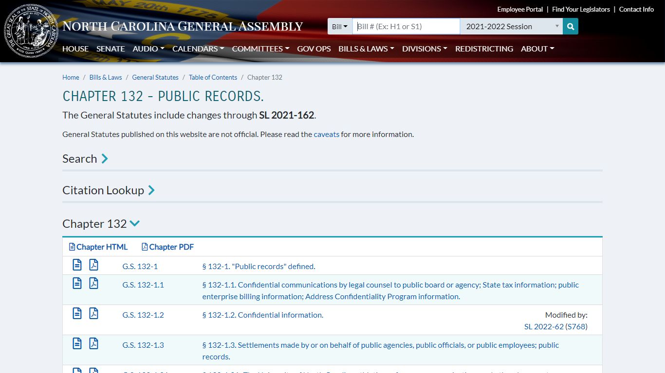 Chapter 132 - Public Records. - North Carolina General ...